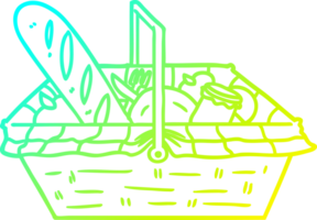 cold gradient line drawing of a cartoon picnic basket png