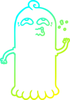 cold gradient line drawing of a cartoon ghost png