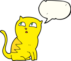 mano disegnato comico libro discorso bolla cartone animato gatto png