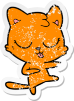 distressed sticker of a cartoon hissing cat png