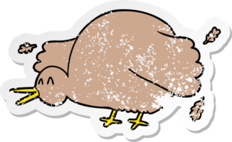 distressed sticker of a cartoon kiwi bird flapping wings png