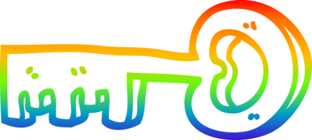 rainbow gradient line drawing of a cartoon metal key png