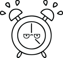 line drawing cartoon of a alarm clock png