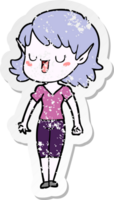 distressed sticker of a cartoon elf girl png