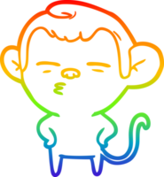 rainbow gradient line drawing of a cartoon suspicious monkey png