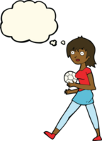 cartoon soccer girl with thought bubble png