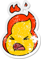 distressed sticker cartoon illustration kawaii cute fire flame png