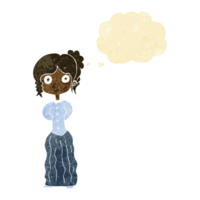 cartoon happy woman with thought bubble png