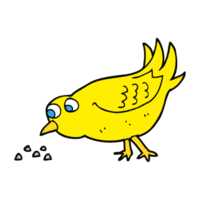 main tiré dessin animé oiseau picorer des graines png