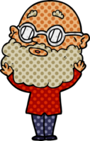 cartoon curious man with beard and glasses png