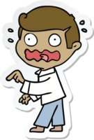 sticker of a cartoon stressed out pointing png