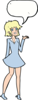 cartoon pretty woman in dress with speech bubble png