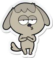 sticker of a cartoon bored dog png
