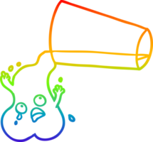 rainbow gradient line drawing of a pouring water cartoon png