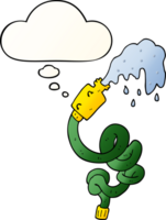 cartoon hosepipe with thought bubble in smooth gradient style png