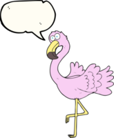 mão desenhado discurso bolha desenho animado flamingo png