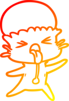 caloroso gradiente linha desenhando do uma esquisito desenho animado estrangeiro png