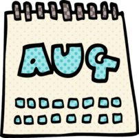 Cartoon-Doodle-Kalender mit Monat August png