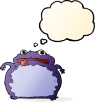grenouille drôle de dessin animé avec bulle de pensée png