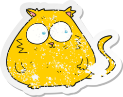 retro distressed sticker of a cartoon fat cat png