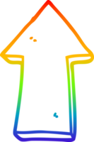 rainbow gradient line drawing of a cartoon arrow png