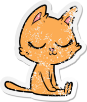 distressed sticker of a calm cartoon cat png