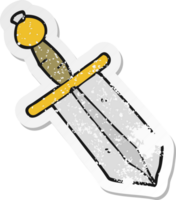 distressed sticker of a cartoon dagger png