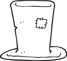 hand drawn black and white cartoon tramp top hat png