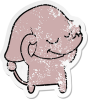 distressed sticker of a cartoon smiling elephant png