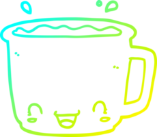 cold gradient line drawing of a cartoon cup of coffee png