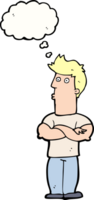 cartoon man with folded arms with thought bubble png