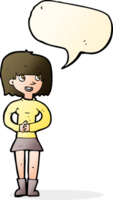 cartoon friendly woman with speech bubble png