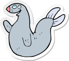 sticker of a cartoon happy seal png