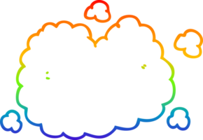 rainbow gradient line drawing of a cartoon smoke cloud png