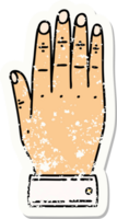 distressed sticker tattoo in traditional style of a hand png