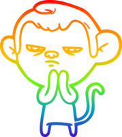 rainbow gradient line drawing of a cartoon monkey png