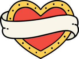 tattoo in traditional style of a heart and banner png