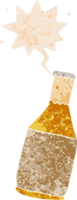 desenho animado Cerveja garrafa com discurso bolha dentro grunge angustiado retro texturizado estilo png