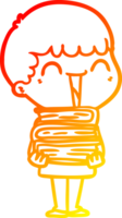 warm gradient line drawing of a cartoon happy man png