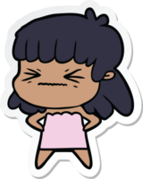 sticker of a cartoon angry girl png