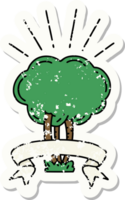 worn old sticker of a tattoo style tree png