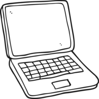 hand drawn black and white cartoon laptop computer png