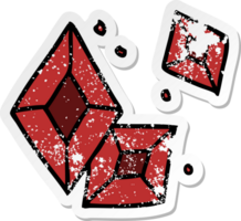 hand drawn distressed sticker cartoon doodle of some ruby gems png