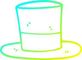 cold gradient line drawing of a cartoon top hat png