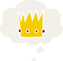 tecknad serie krona med trodde bubbla i retro stil png