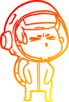 warm gradient line drawing of a cartoon stressed astronaut png
