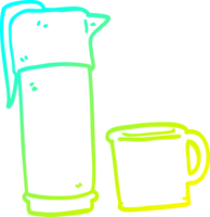 cold gradient line drawing of a cartoon coffee thermos png