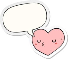 dessin animé l'amour cœur avec discours bulle autocollant png
