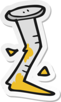 sticker of a cartoon bent nail png