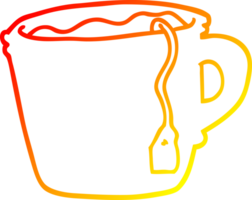 warm gradient line drawing of a cartoon hot cup of tea png